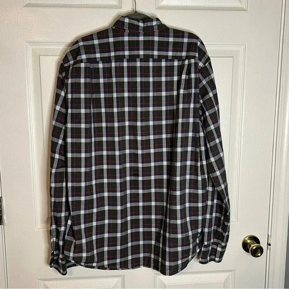 J Crew Men’s Heathered Cotton Plaid Button Down Shirt Size XL Gray Blue Red GUC - Picture 2 of 6